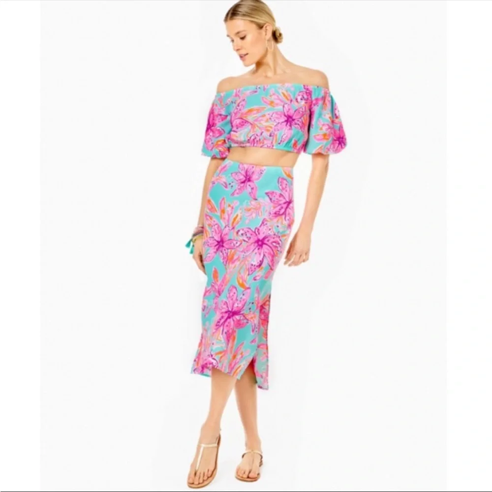 Tags! NEW! Lilly Pulitzer Esmeray Set Bonita blooms surf blue 355/356